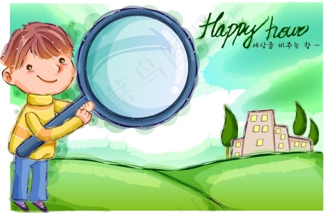 拿放大镜的男生