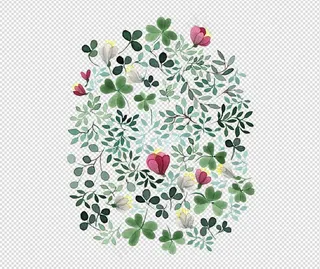 免扣手绘绿色叶子背景墙素材PNGP...