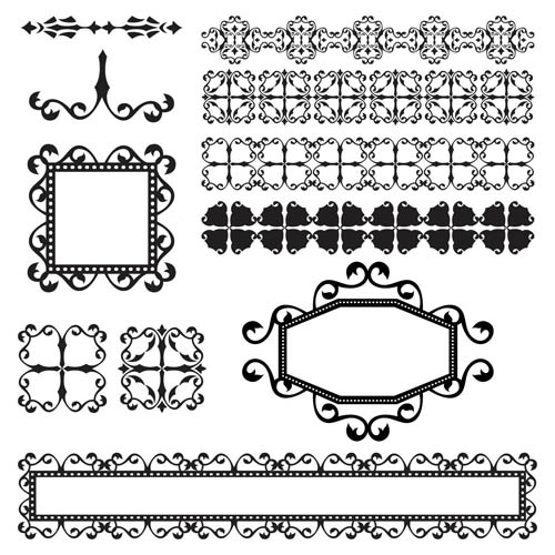 黑白花纹边框装饰eps,ai矢量模版下载