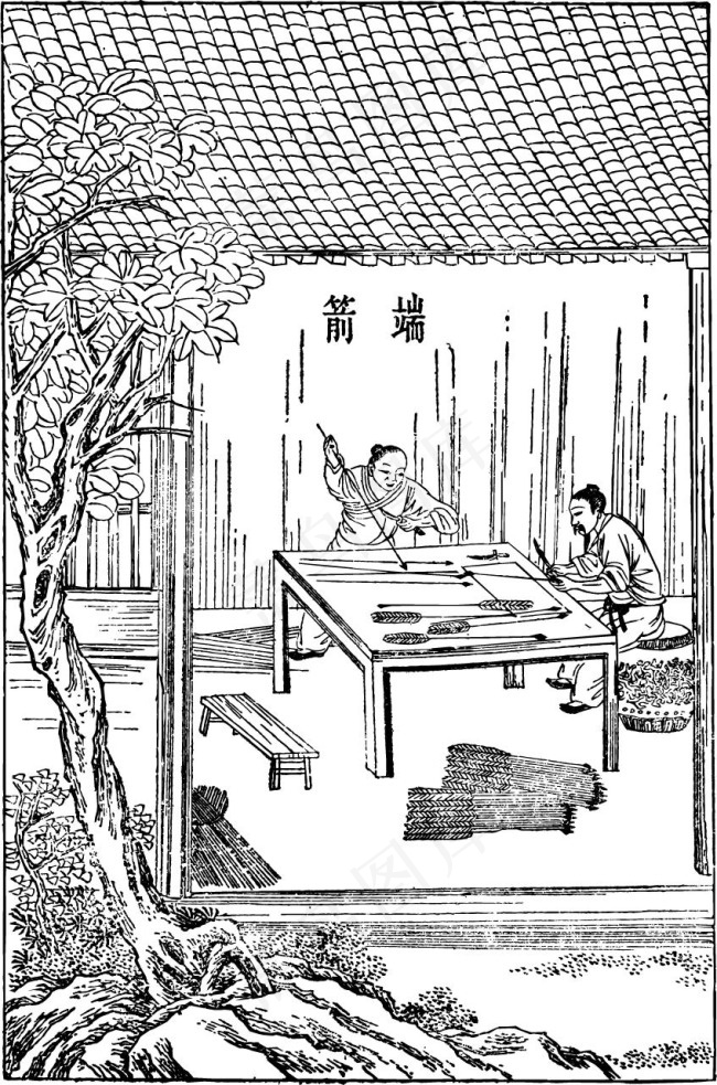 天工开物造箭工艺eps,ai矢量模版下载