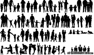 幸福家庭剪影矢量素材