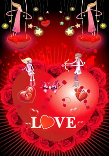 卡通情人节LOVE海报PSD分层素材 卡通情人节LOVE海报PSD分层素材