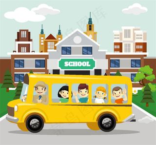 乘坐校车的儿童