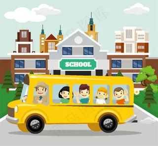 乘坐校车的儿童