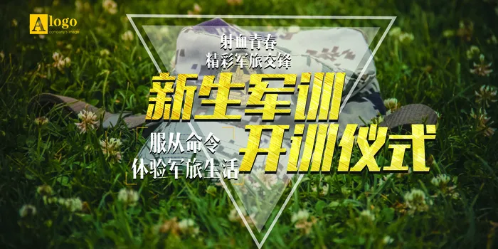 简约大气宏伟新生军训开训展板设计