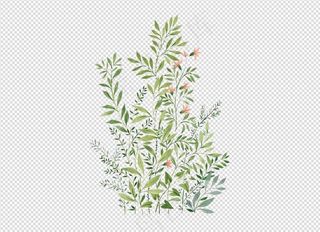 唯美免扣手绘花朵叶子树叶背景墙素材...