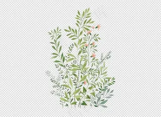 唯美免扣手绘花朵叶子树叶背景墙素材...