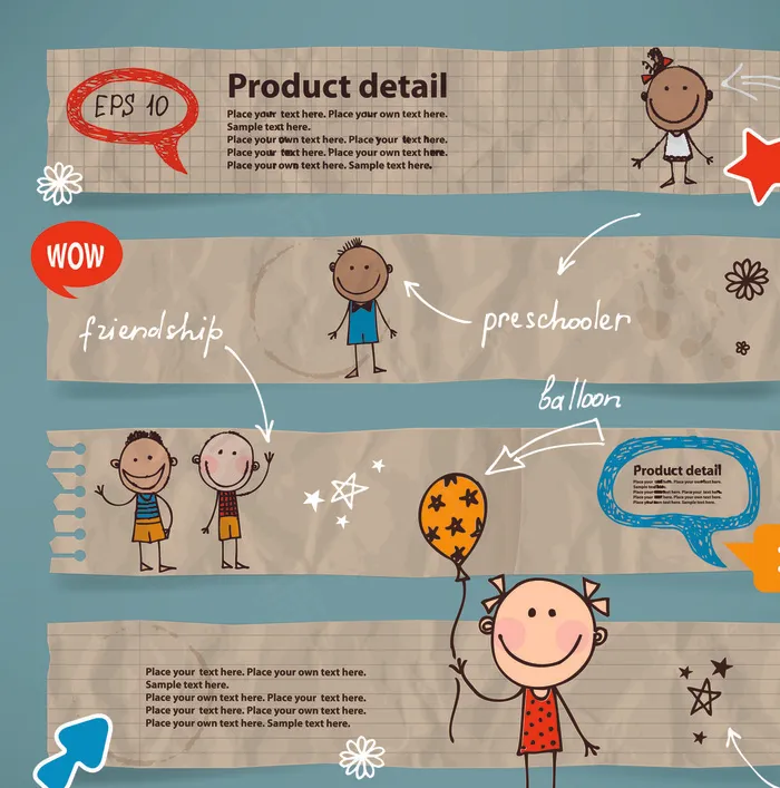 童趣儿童元素矢量素材-2eps,ai矢量模版下载