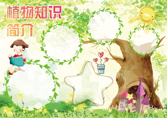 植物知识简介小报电子手抄报(4961X3508(DPI:300))psd模版下载