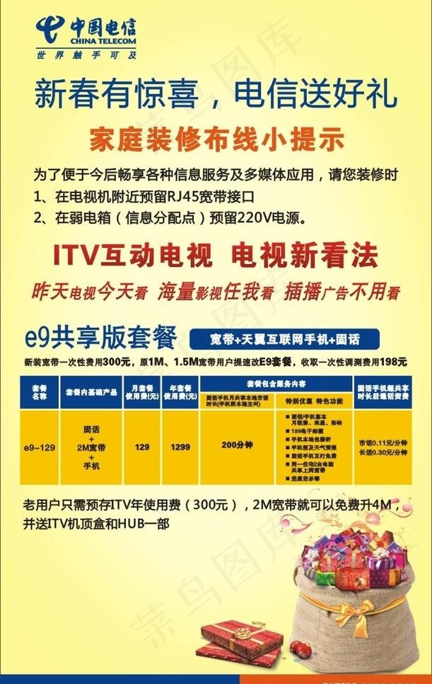 电信 新春好礼海报图片cdr矢量模版下载