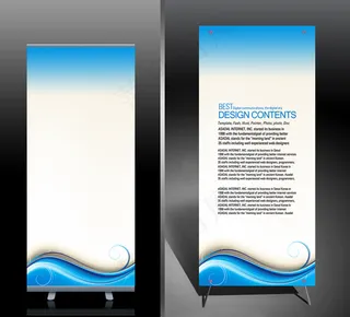 蓝色动感艺术x展架易拉宝PSD模板...