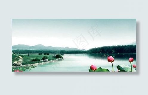 地产用荷花水岸图片