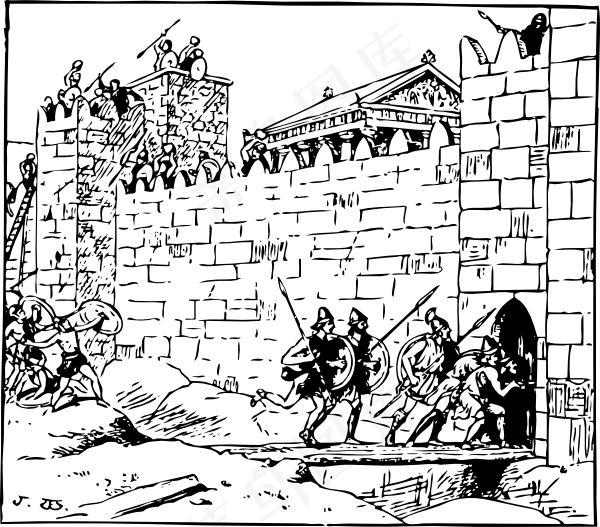 在一个镇上的剪贴画的攻击