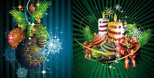 绚丽的圣诞节饰品背景矢量素材eps,ai矢量模版下载