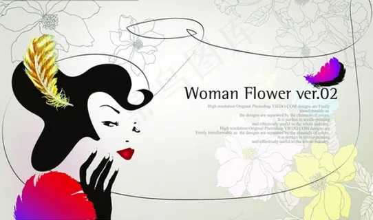 女人与时尚花纹矢量素材 女人与时尚花纹矢量素材