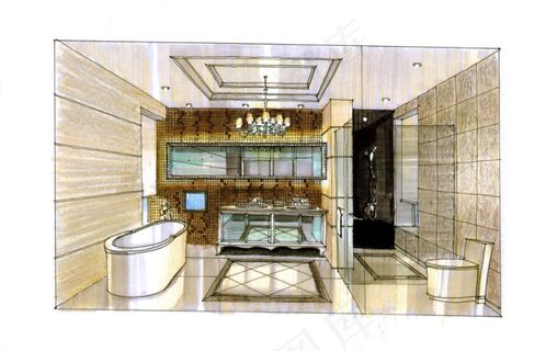 合景花都透视图手绘图片素材