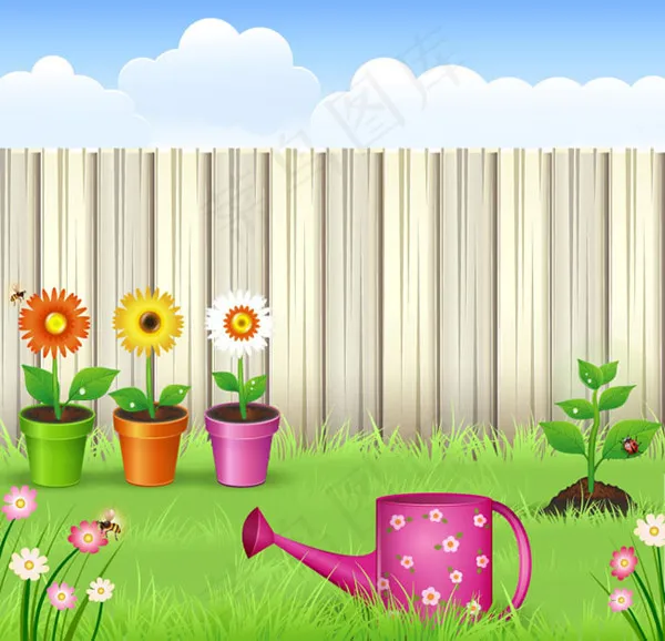 卡通私人花园矢量素材下载ai矢量模版下载