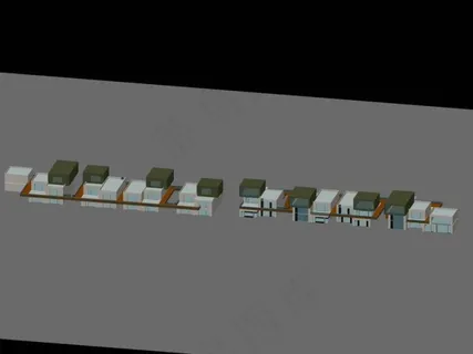 现代商业街建筑群3D模型鸟瞰图 现代商业街建筑群3D模型鸟瞰图