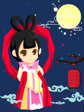 卡通海报 扁平化 中秋节 嫦娥