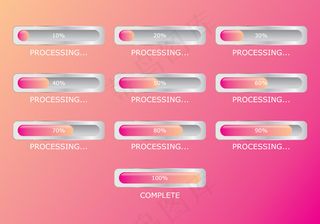 桃粉色渐变橙色进度条加载种LOAD...