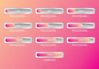 桃粉色渐变橙色进度条加载种LOAD...