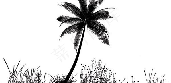 椰子树的剪影矢量素材AI格式