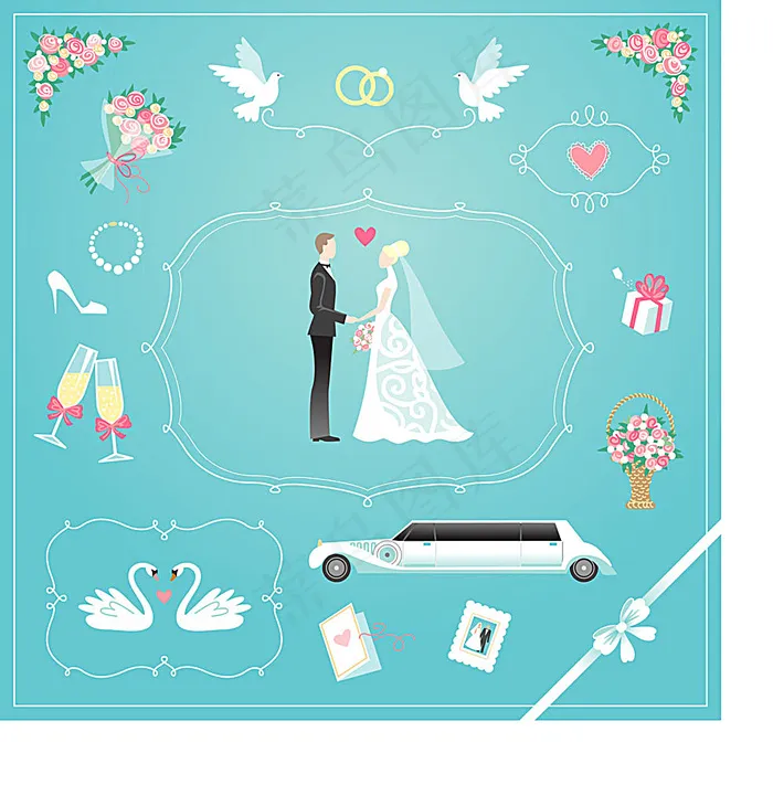 婚礼结婚素材eps,ai矢量模版下载