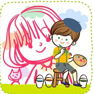 画女孩肖像的男孩图片