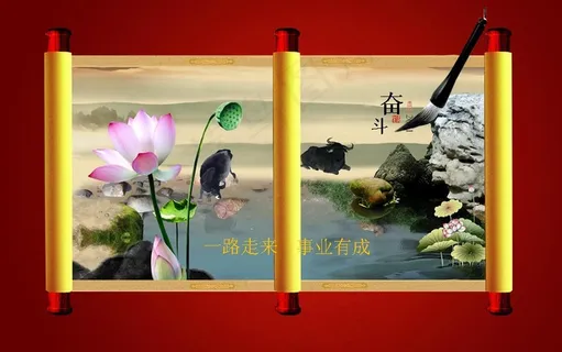 锐得2011国画卷轴春节PPT模板 锐得2011国画卷轴春节PPT模板