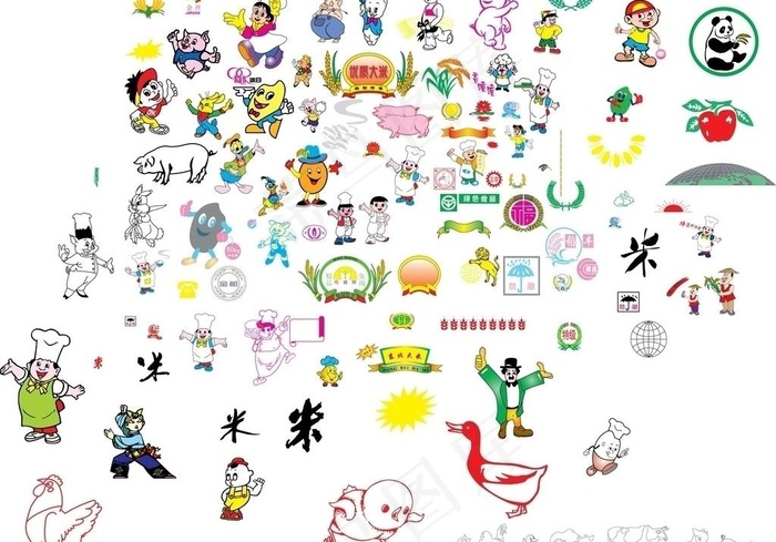 食品 卡通动物 厨师图片ai矢量模版下载