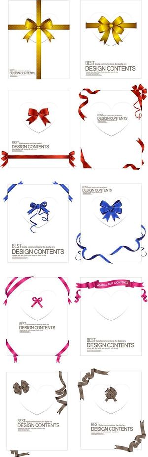 彩带装饰心形卡片