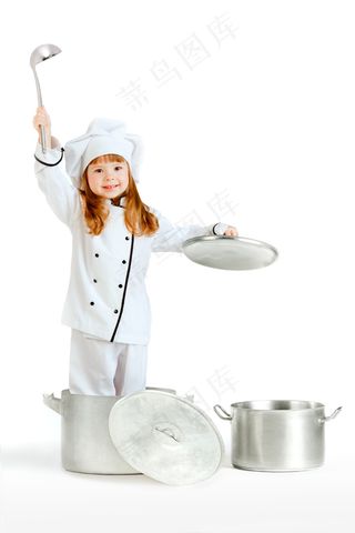 厨师装扮的大人小孩烹饪美食健康家庭情侣亲子素材