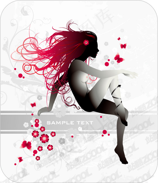 性感女性花纹矢量素材