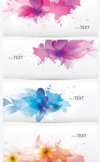 幻彩花卉banner矢量二