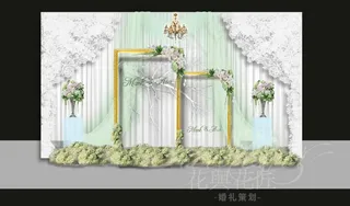 白色浪漫森系蕾丝婚礼迎宾区背景