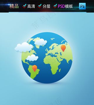 地球信息科技元素图标矢量模板