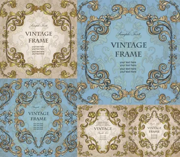 复古花纹边框背景矢量素材