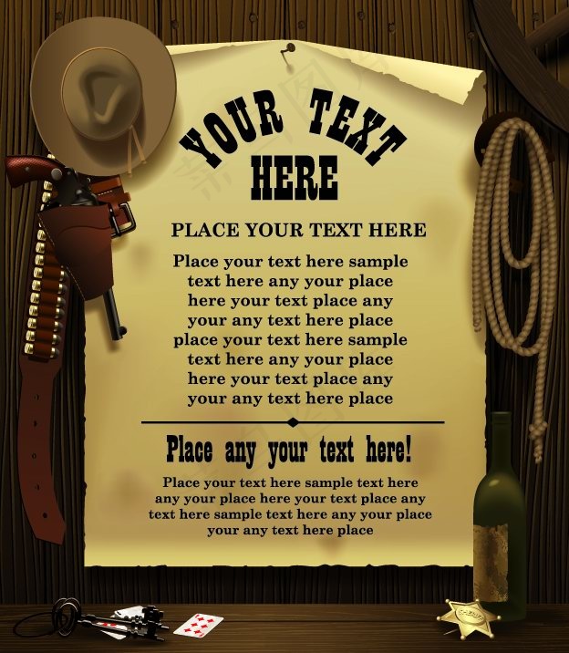 美国西部风格海报矢量素材