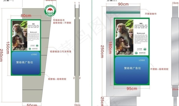 景区落地指示牌图片cdr矢量模版下载