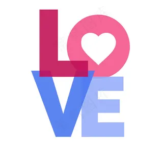 水彩love艺术字矢量素材
