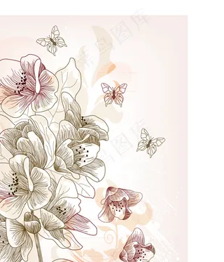 矢量图片精美手绘玫瑰底纹