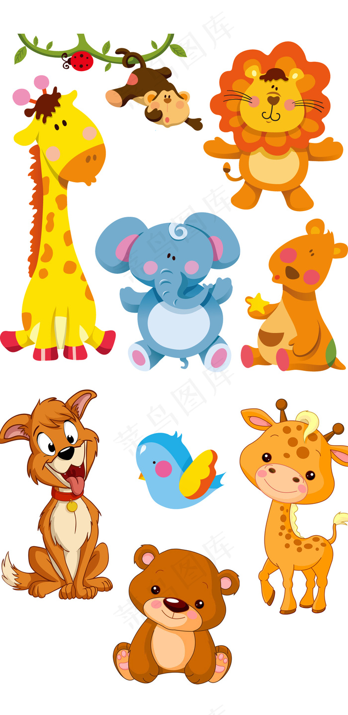 手绘卡通动物矢量素材合集