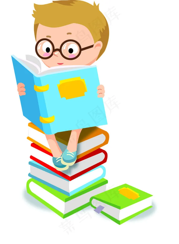 看书的小孩ai矢量模版下载