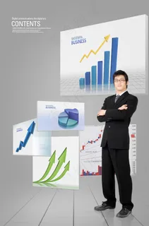 统计图元素与商务人物PSD分层素材