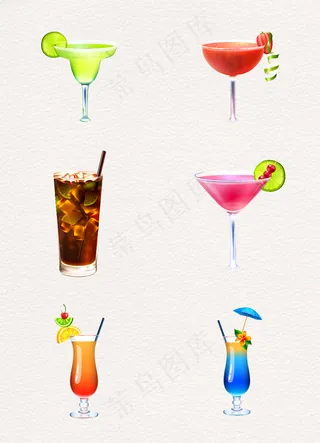 矢量手绘炫彩夏季饮料元素