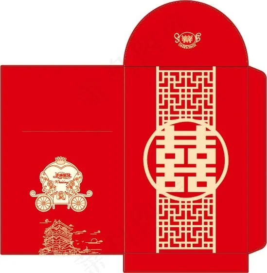 双喜红包袋ai矢量模版下载