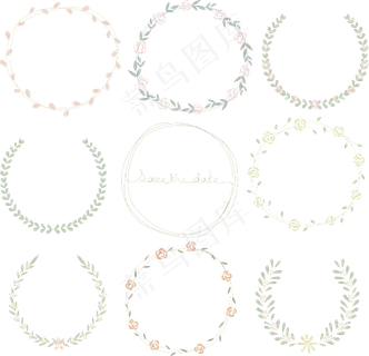 清新手绘花朵花圈