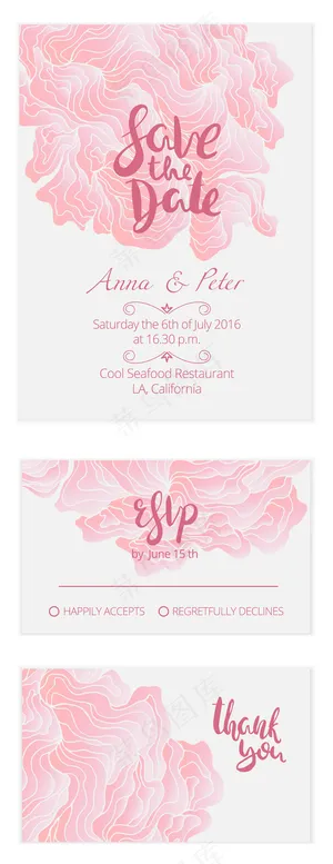 唯美粉红色花纹请柬贺卡矢量素材