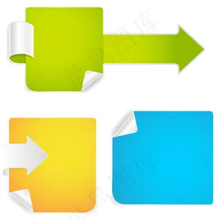 创意卷边文本标签矢量素材-4