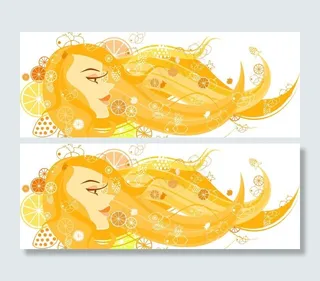 头发飘逸的女孩矢量素材图片